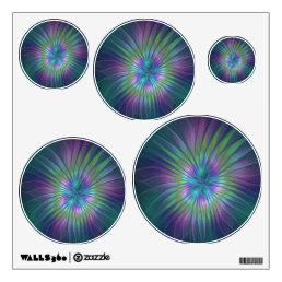 Colorful Shiny Fantasy Flower Abstract Fractal Art Wall Decal