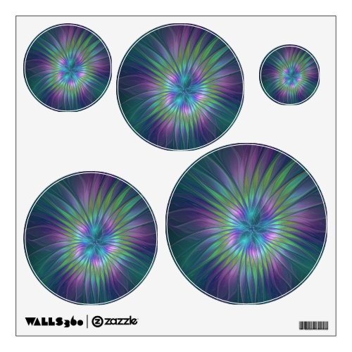 Colorful Shiny Fantasy Flower Abstract Fractal Art Wall Decal