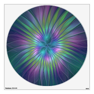 Colorful Shiny Fantasy Flower Abstract Fractal Art Wall Decal