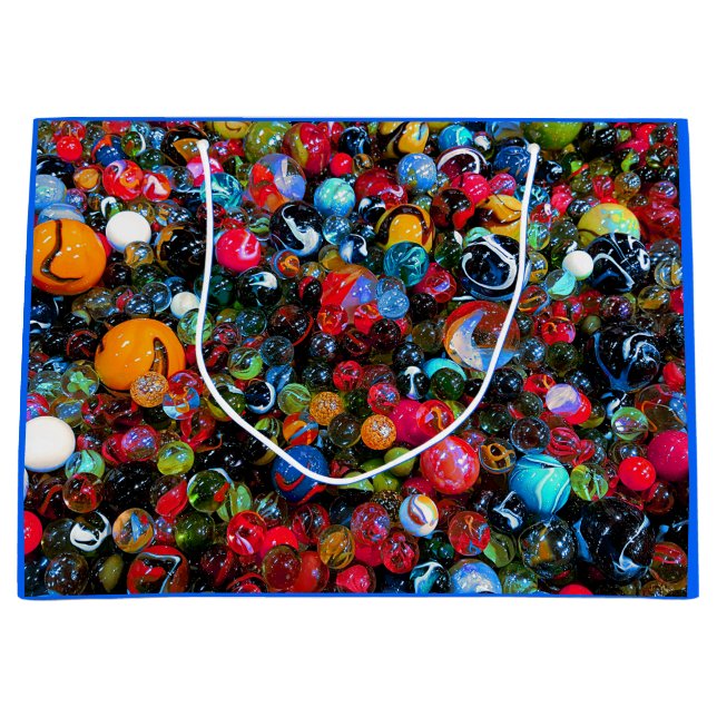 Colorful Shiny Glass Marbles Large Gift Bag (Front)