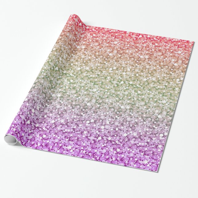 Colorful Shiny Glitter Wrapping Paper (Unrolled)