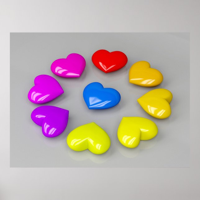 Colorful shiny hearts poster (Front)