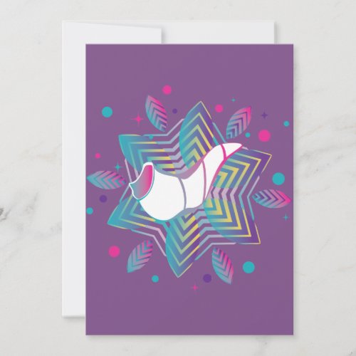 Colorful shofar with patterns thank you card