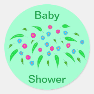 Colorful Shower of Pink Blue Flowers Baby Stickers