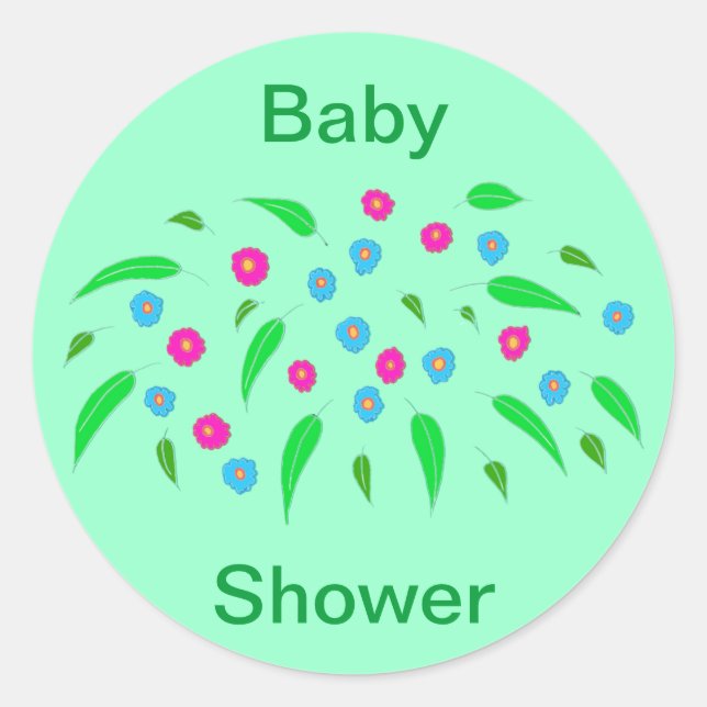 Colorful Shower of Pink Blue Flowers Baby Stickers (Front)