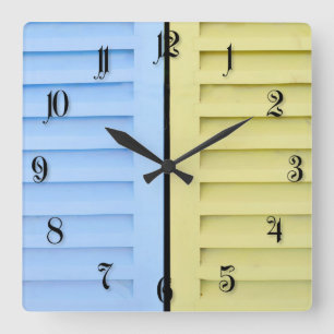 Colorful shutters square wall clock