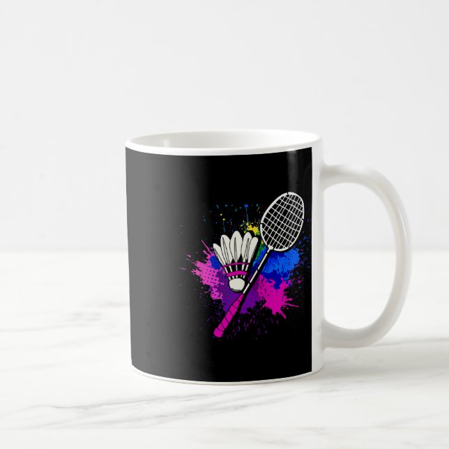 Colorful Shuttle Racket Badminton Player  Coffee Mug (Right)