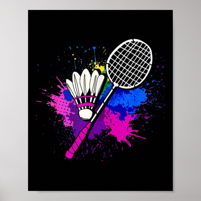 Colorful Shuttle Racket _ Badminton Player  Poster (Front)