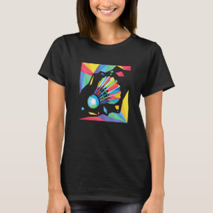 Colorful Shuttlecock Birdie Badminton Player Spor T-Shirt