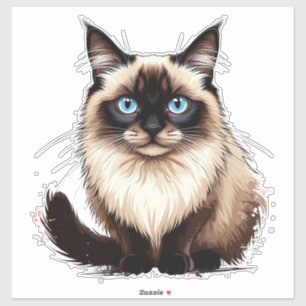 Colorful Siamese Cat Illustration Sticker