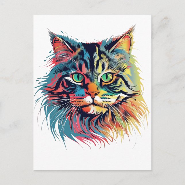 Colorful Siberian cat Postcard (Front)