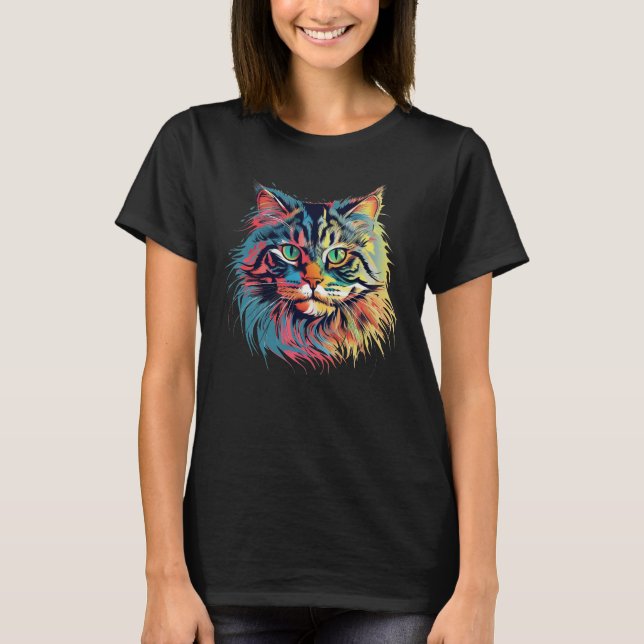 Colorful Siberian cat T-Shirt (Front)