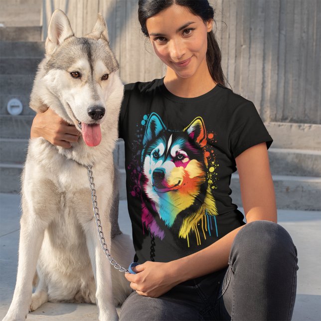 Colorful Siberian Husky Dog Art T-Shirt (Creator Uploaded)