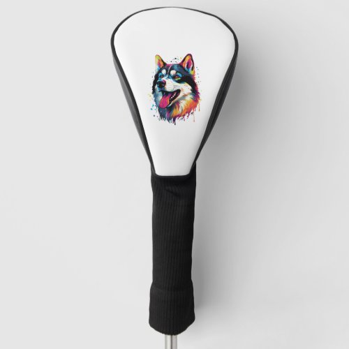 colorful Siberian Husky dog in PopArt style   Golf Head Cover