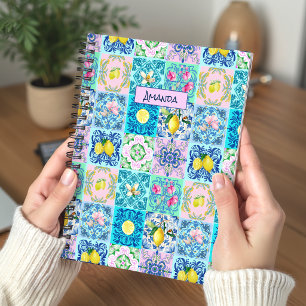 Colorful Sicilian Turquoise Azulejo Amalfi Summer Notebook