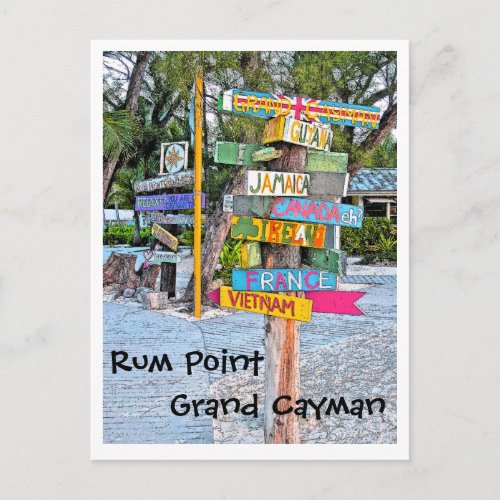 COLORFUL SIGNAGE COUNTRIES RUM POINT GRCAYMAN POSTCARD