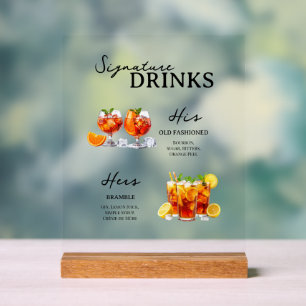 Colorful Signature Cocktails Wedding Table Sign