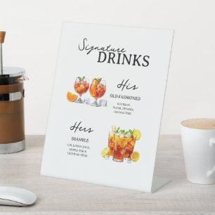Colorful Signature Cocktails Wedding Table Sign 