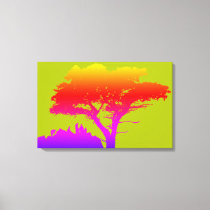 Colorful Silhouette Family Large Tree 1950's Canvas Print
