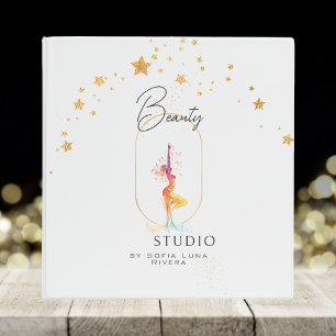 Colorful Silhouette Gold Beauty Spa Wellness  3 Ring Binder