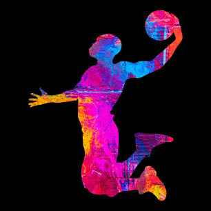 Colorful Silhouette of Basketball Player Sticker