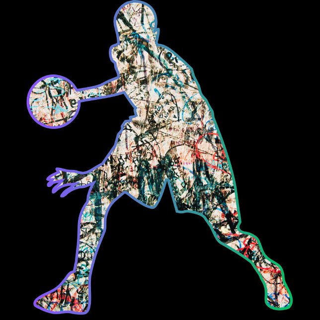 Colorful Silhouette of Basketball Player Sticker (Creator Uploaded)