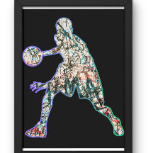 Colorful Silhouette of Basketball Player