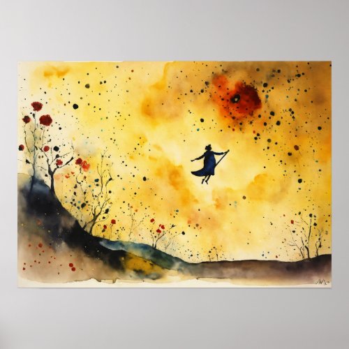 Colorful Silhouette Watercolor Wall Poster