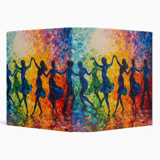 Colorful Silhouettes Dancing 3 Ring Binder