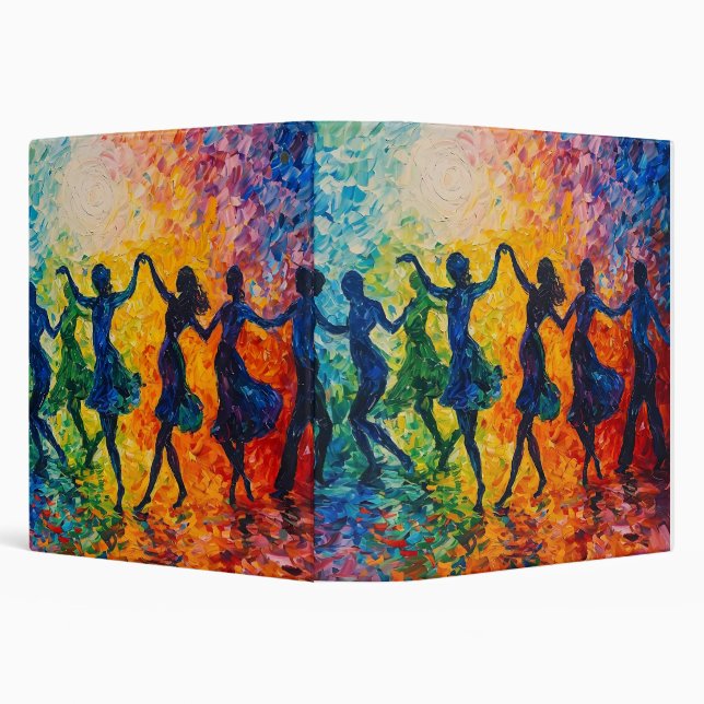 Colorful Silhouettes Dancing 3 Ring Binder (Background)