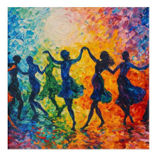 Colorful Silhouettes Dancing Acrylic Print
