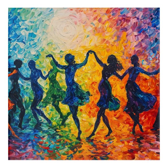 Colorful Silhouettes Dancing Acrylic Print (Front)