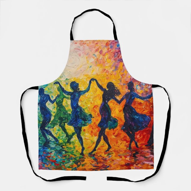 Colorful Silhouettes Dancing Apron (Front)