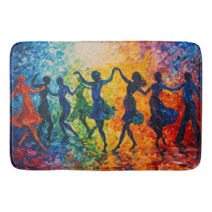 Colorful Silhouettes Dancing Bath Mat