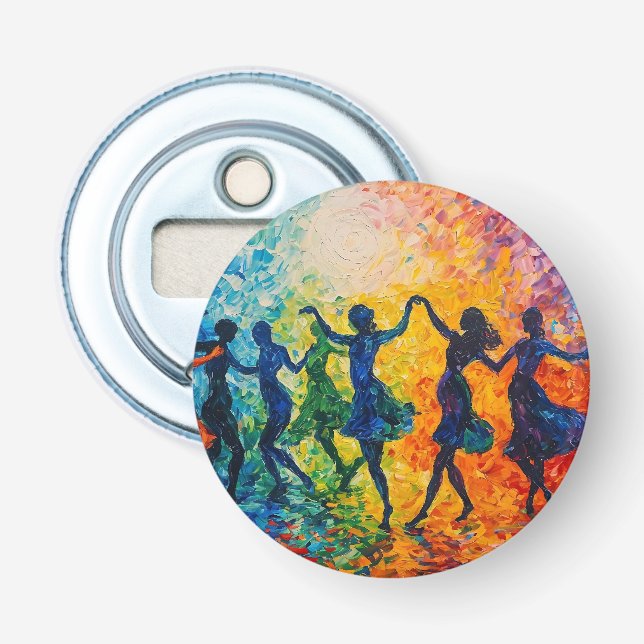 Colorful Silhouettes Dancing Bottle Opener (Front)