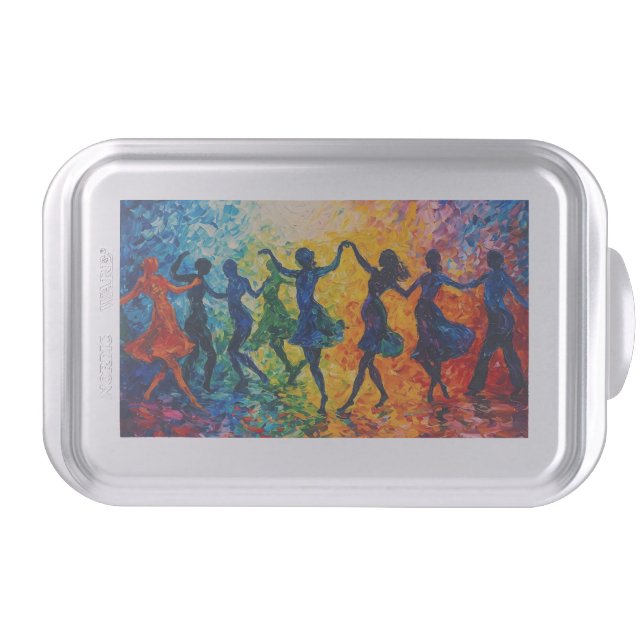 Colorful Silhouettes Dancing Cake Pan (Front)