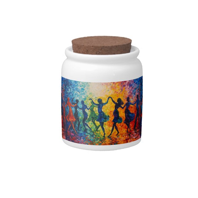 Colorful Silhouettes Dancing Candy Jar (Front)