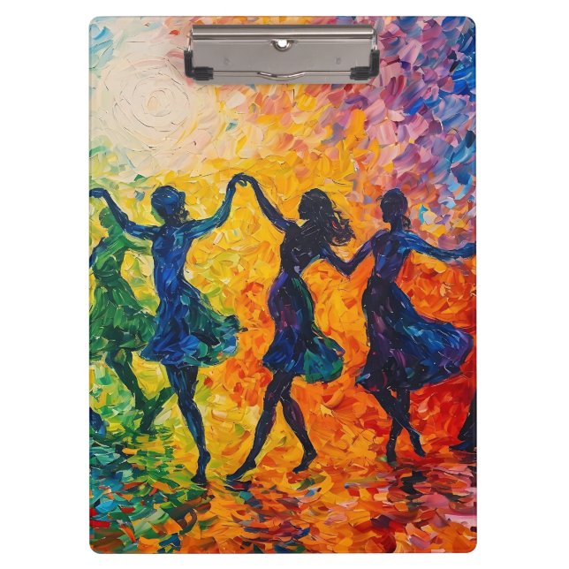 Colorful Silhouettes Dancing Clipboard (Front)