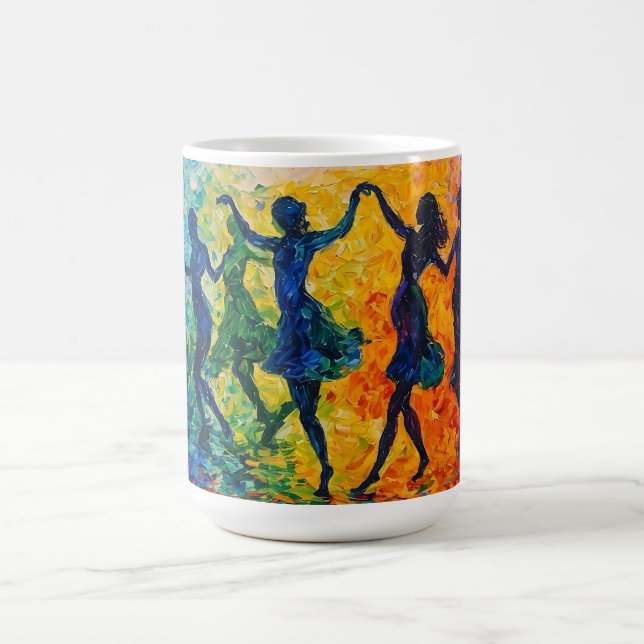 Colorful Silhouettes Dancing Coffee Mug (Center)