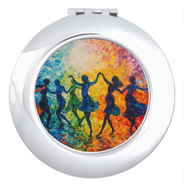 Colorful Silhouettes Dancing Compact Mirror (Front)