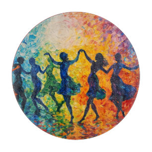 Colorful Silhouettes Dancing Cutting Board