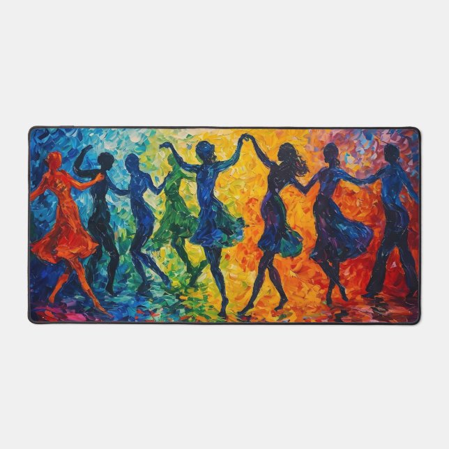 Colorful Silhouettes Dancing Desk Mat (Front)