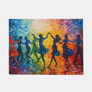 Colorful Silhouettes Dancing Doormat