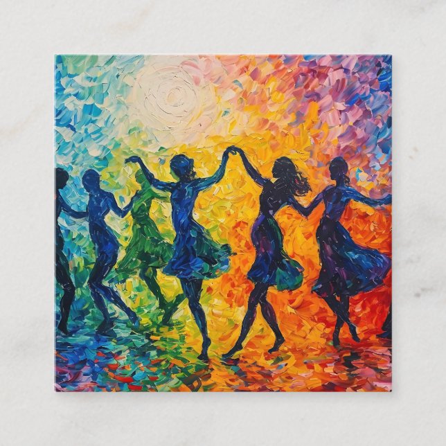 Colorful Silhouettes Dancing Enclosure Card (Front)