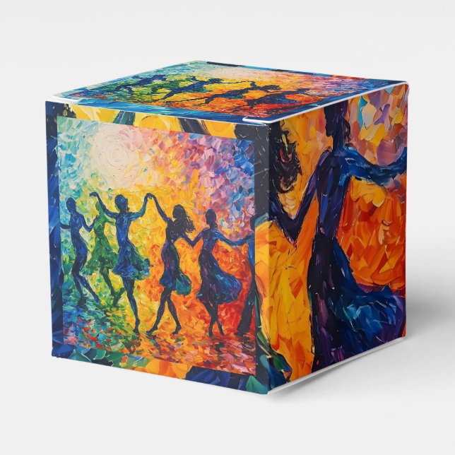 Colorful Silhouettes Dancing Favor Boxes (Front Side)