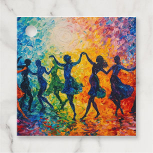 Colorful Silhouettes Dancing Favor Tags