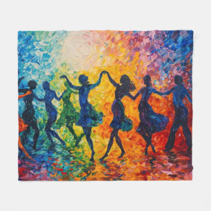 Colorful Silhouettes Dancing Fleece Blanket