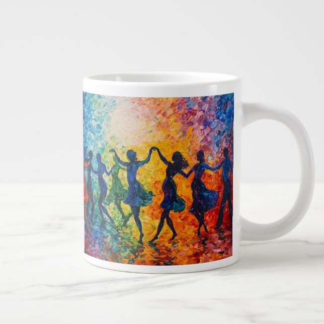 Colorful Silhouettes Dancing Giant Coffee Mug (Right)