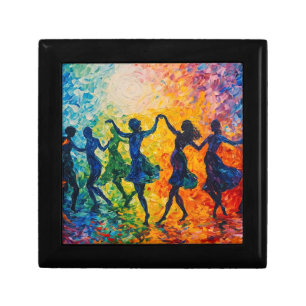 Colorful Silhouettes Dancing Gift Box