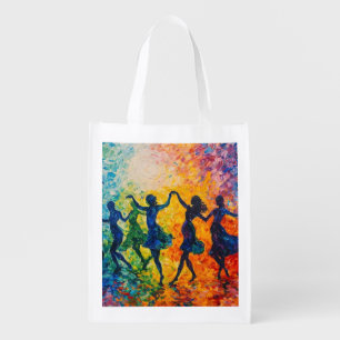 Colorful Silhouettes Dancing Grocery Bag